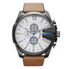 Diesel Mega Chief Chronograph Quartz White Dial Gunmetal Stainless Steel Watch (DZ4280)
