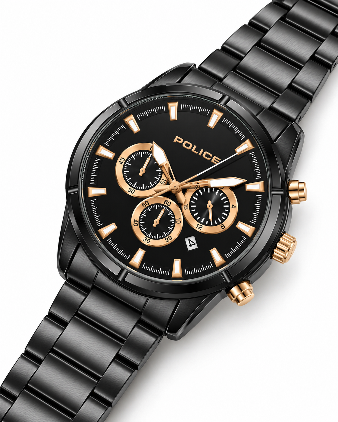 Police Multifunction Chronograph Quartz Black Dial IP Black Stainless Steel Watch (PEWGI2241503)