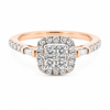 9ct Rose Gold Square Cluster Diamond Ring 1102115