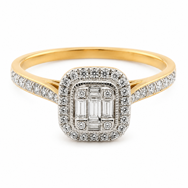 9ct Yellow Gold Pave Diamond Engagement Ring 1102177