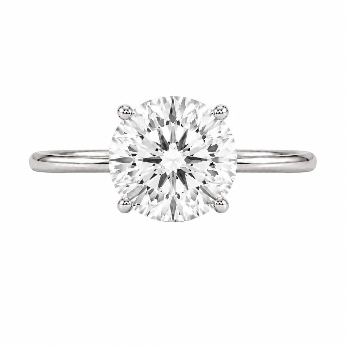 9ct white gold solitaire ring with 2.00ct round lab-grown diamond in four claws