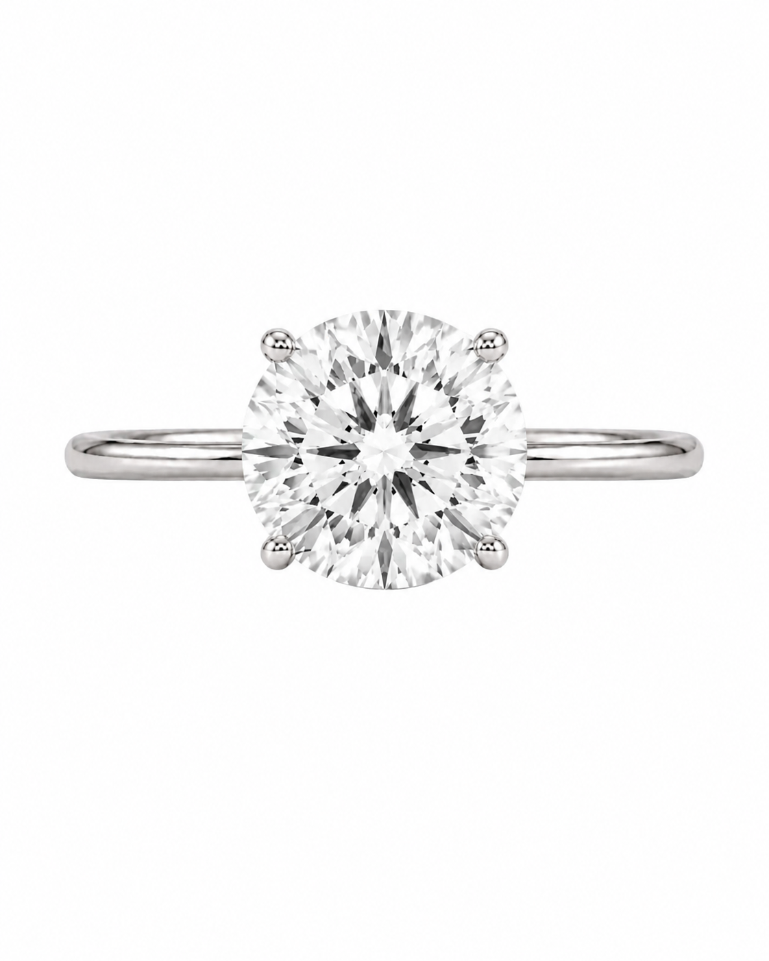9ct white gold solitaire ring with 2.00ct round lab-grown diamond in four claws