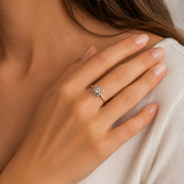 9ct Rose Gold Solitaire Cushion Diamond Engagement Ring 1102071