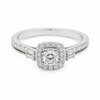 9ct White Gold Cushion Cut Side Bagguette Diamond Ring 1102189