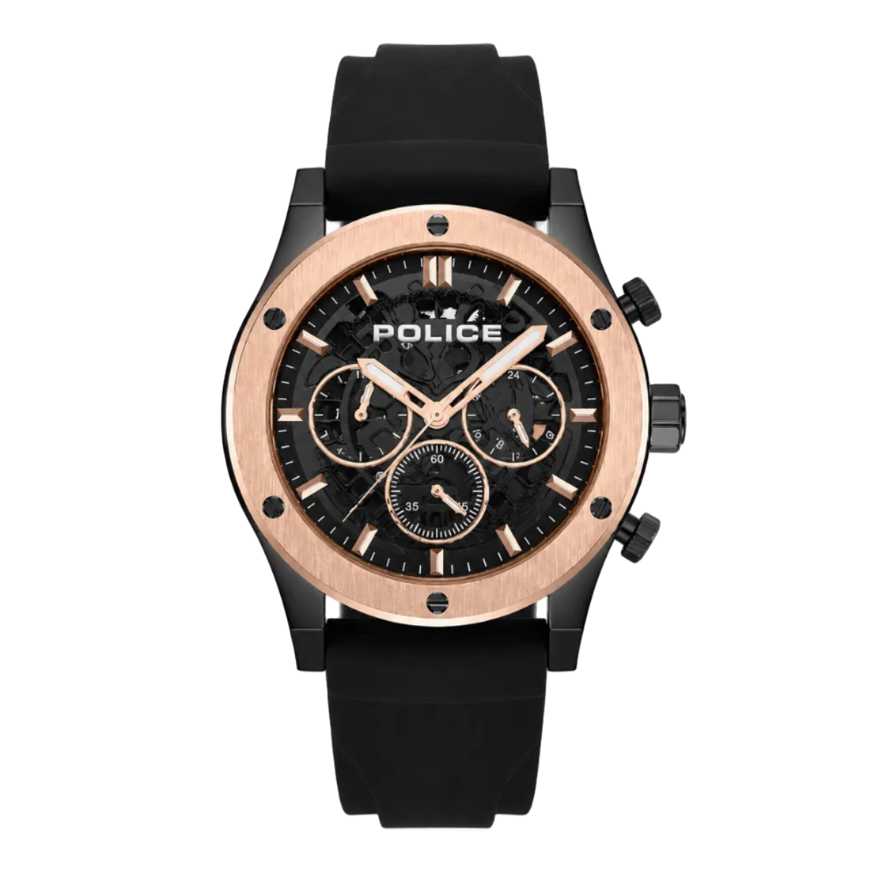 Police Knotty Chronograph Quartz Black Dial Silicone Strap Watch (PEWJQ0006405)