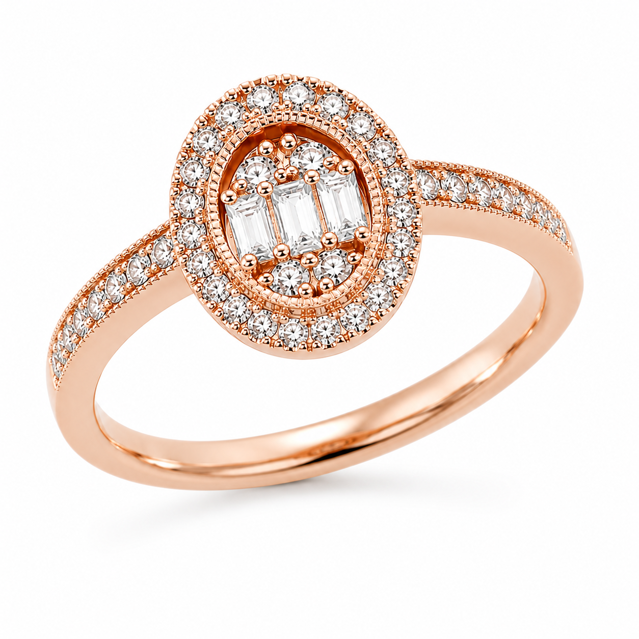 9ct Rose Gold Oval Halo Diamond Ring 1102168