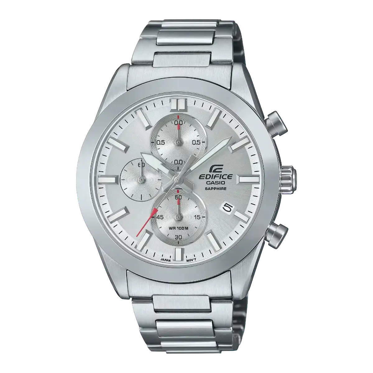 Casio Edifice EFB-710D-7AVUDF silver dial chronograph watch with stainless steel bracelet and sapphire crystal
