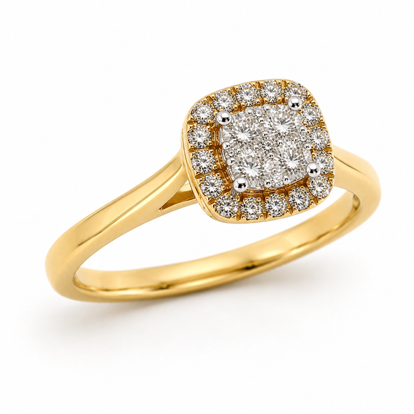 9ct Yellow Gold Cluster Diamond Engagement Ring 1102112