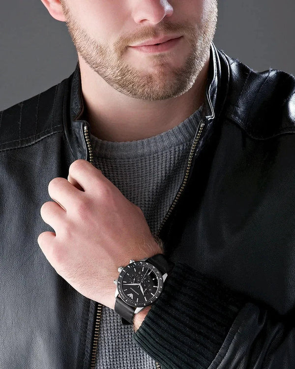 Emporio Armani Mario Chronograph Quartz Black Dial Stainless Steel Watch (AR11243)