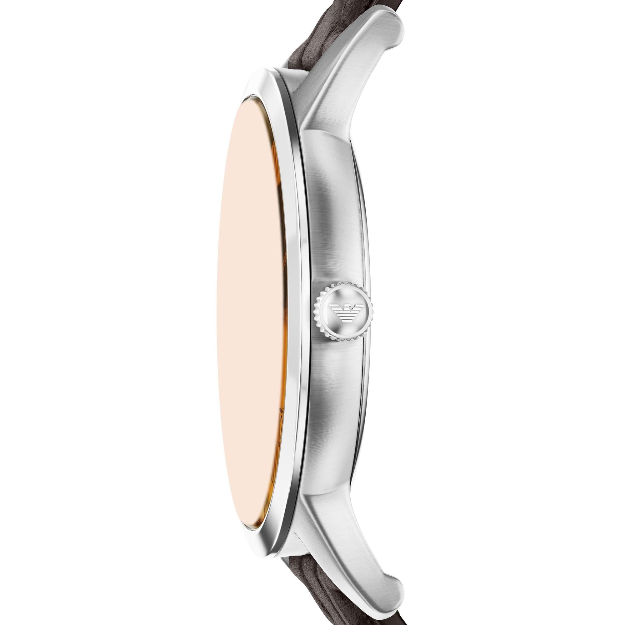 Emporio Armani Archetipo Quartz Gold Dial Brown Leather Watch (AR11783)