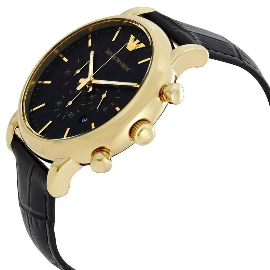 Emporio Armani Luigi Quartz Chronograph Black Dial Gold-Tone Watch (AR1917)