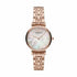 Emporio Armani Gianni T-Bar AR11385 ladies quartz watch with white mother-of-pearl mosaic dial and rose gold-tone stainless steel bracelet