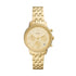 Fossil Neutra Chronograph ES5219 ladies watch with gold-tone stainless steel case and bracelet, crystal-set bezel, and sunray dial with chronograph sub-dials