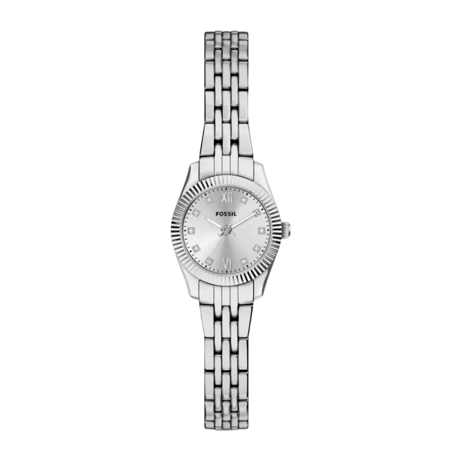 Fossil Scarlette Mini Quartz Silver Dial Stainless Steel Ladies Watch (ES5475)