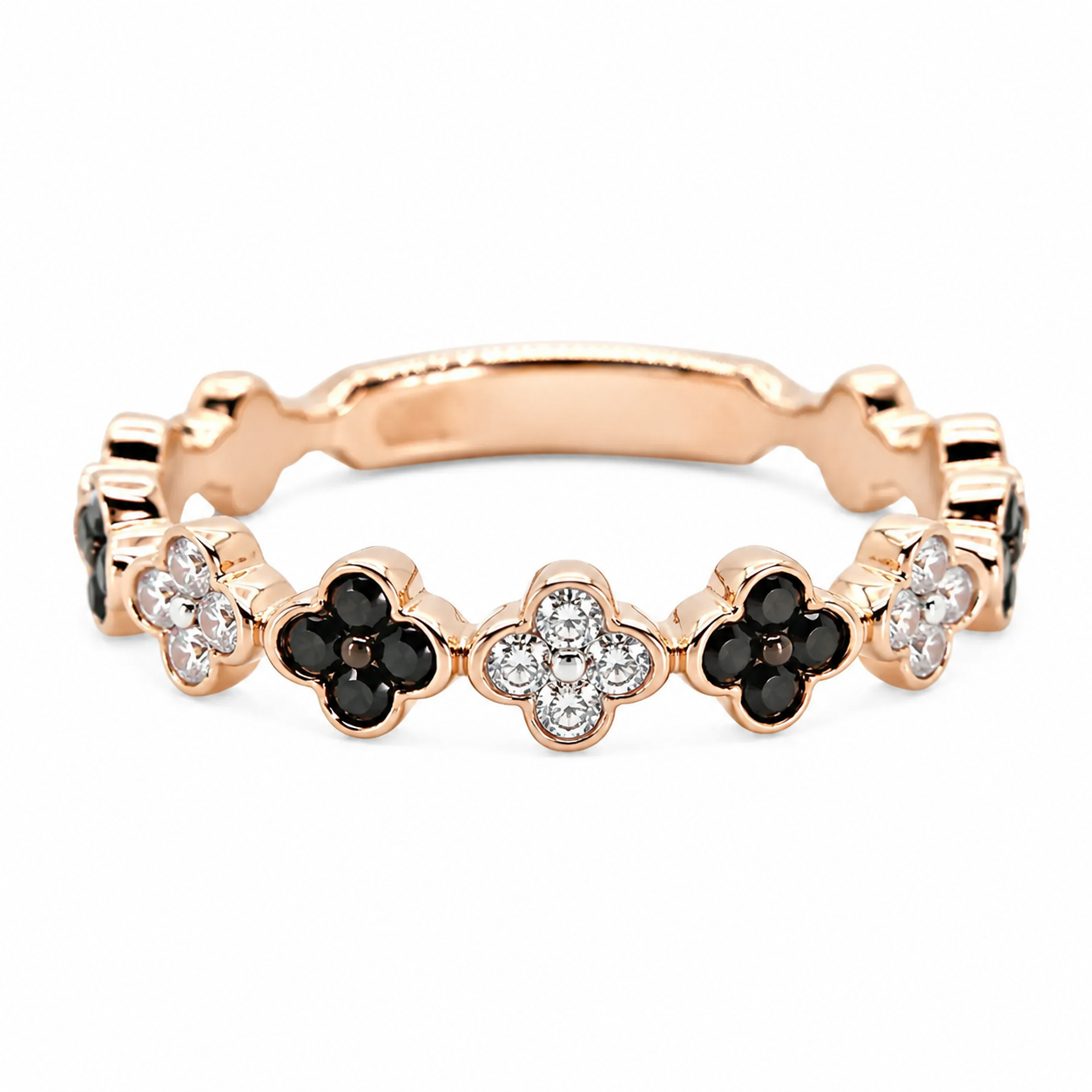 9ct Rose Gold Black & White Diamond Band 1102263