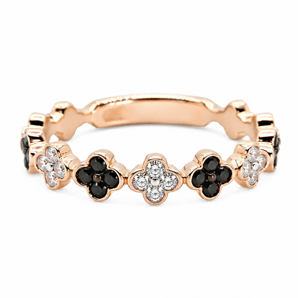 9ct Rose Gold Black & White Diamond Band 1102263