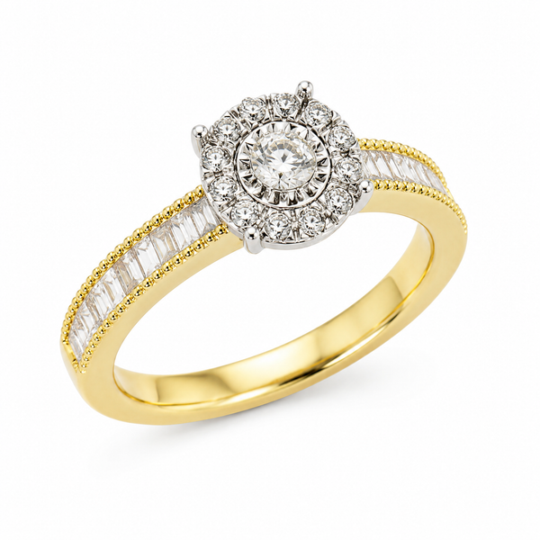 9ct Yellow Gold 4 Claw Cluster Diamond Engagement Ring 1102145