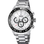 Festina Ceramic F20575/1 chronograph watch with white dial, black ceramic bezel, and stainless steel bracelet on white background