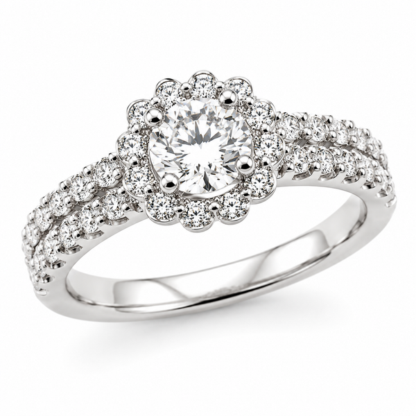 18k White Gold Round Diamond Engagement Ring 1102019
