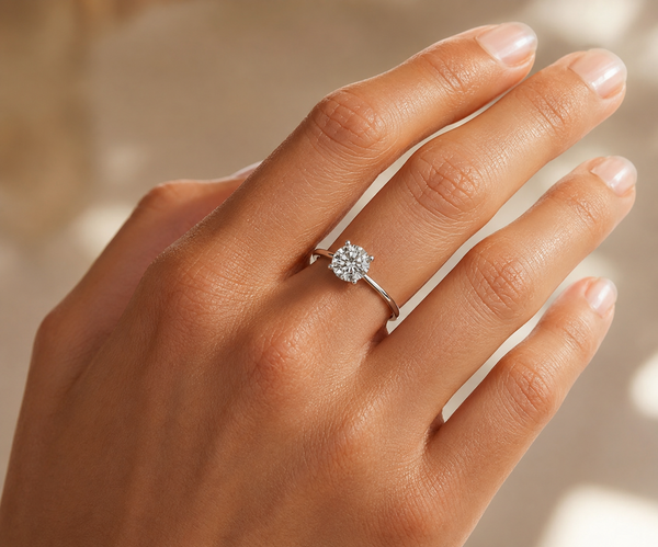 9ct White Gold 1.00ct Round Lab Grown Diamond Solitaire Engagement Ring (LR3)