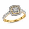 9ct Yellow Gold Cushion Halo Diamond Engagement Ring 1102099