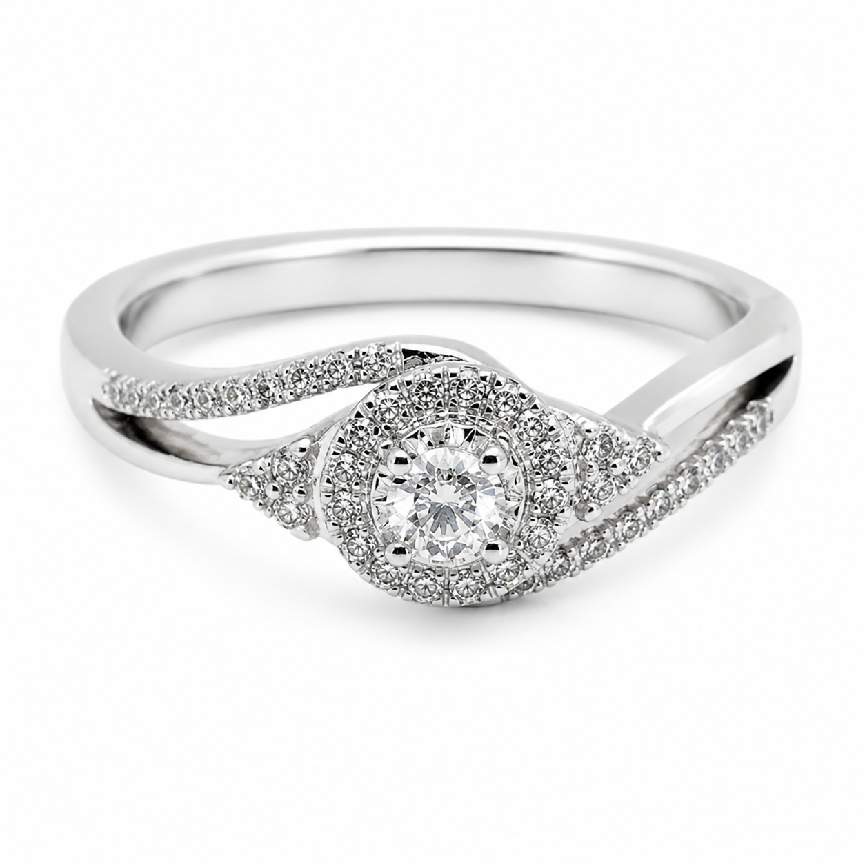 9ct White Gold Cluster Halo Diamond Engagement Ring 1102147