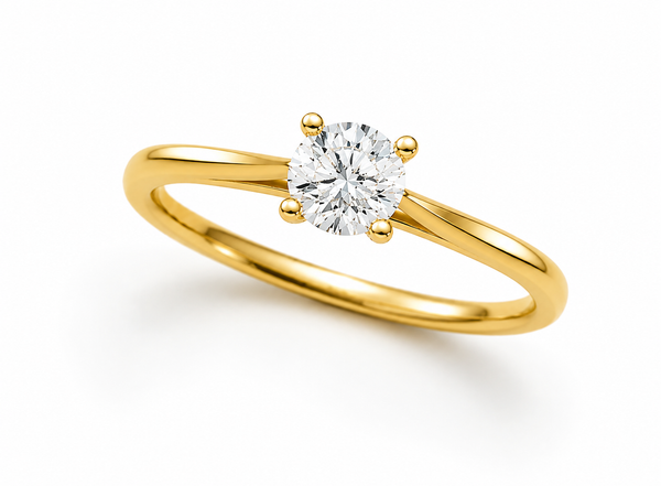 9ct Yellow Gold 0.50ct Round Lab Grown Diamond Ring - Cassim & Co South Africa