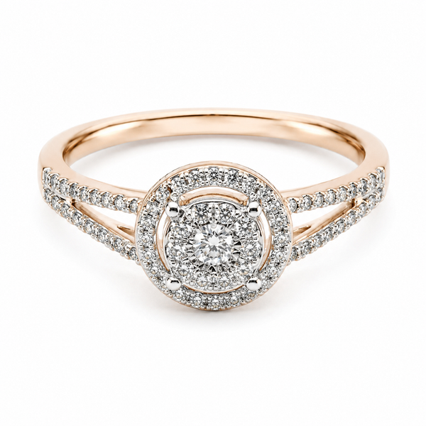9ct Rose Gold 4 Claw Cluster Diamond Engagement Ring 1101953