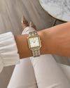 Obaku Graf Butter Quartz Two-Tone Square White Dial Watch (V309LXFWSF)