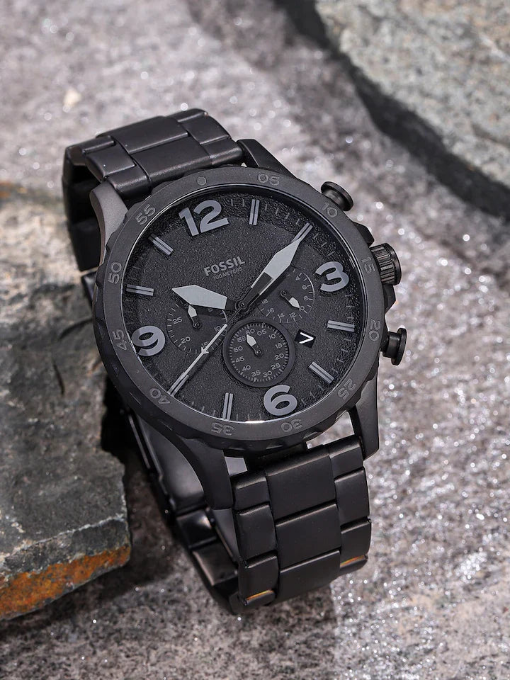Fossil Nate Chronograph Quartz Black Stainless Steel Watch (JR1401)