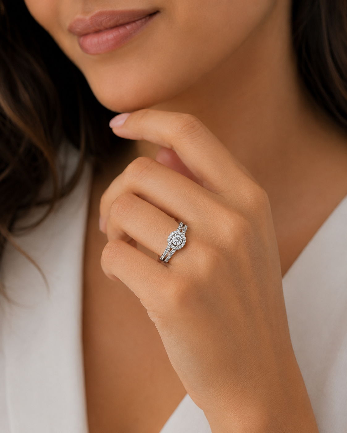 9ct White Gold Cluster Diamond Engagement Ring 1102171