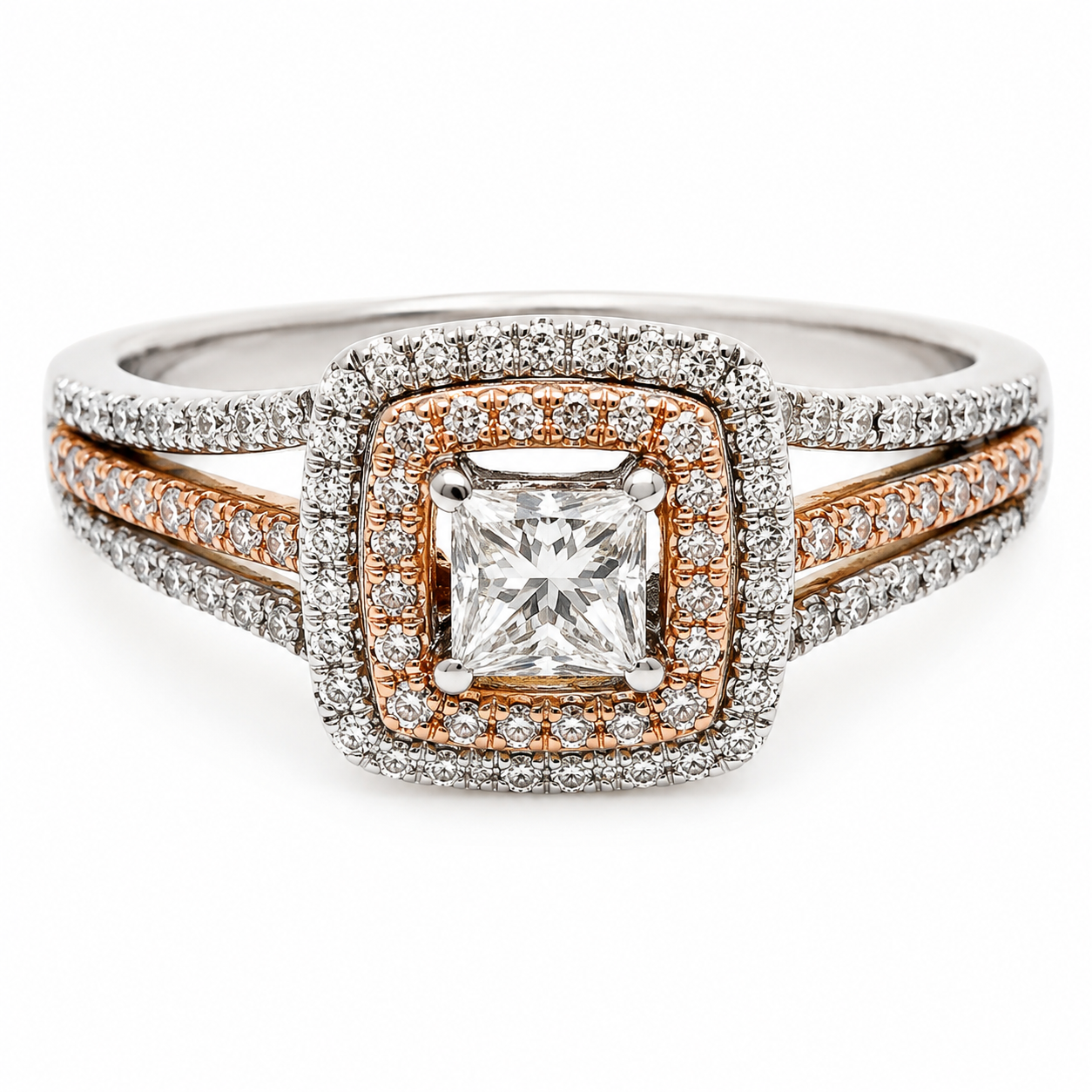 9ct Two Tone Gold Cushion Cut Diamond Ring 1102110