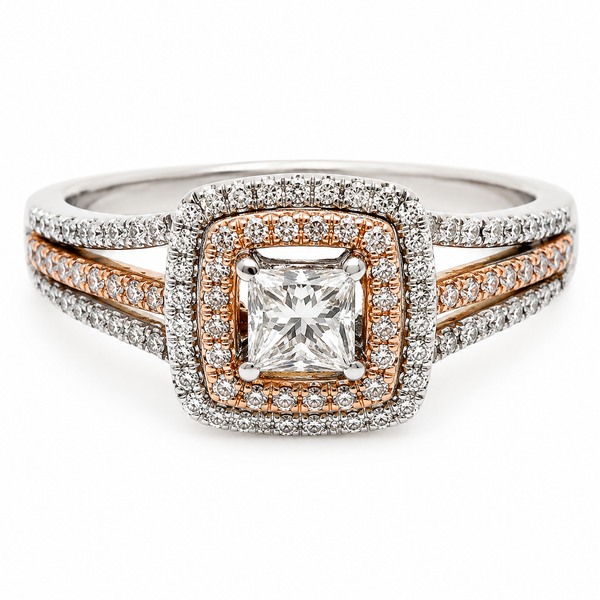 9ct Two Tone Gold Cushion Cut Diamond Ring 1102110