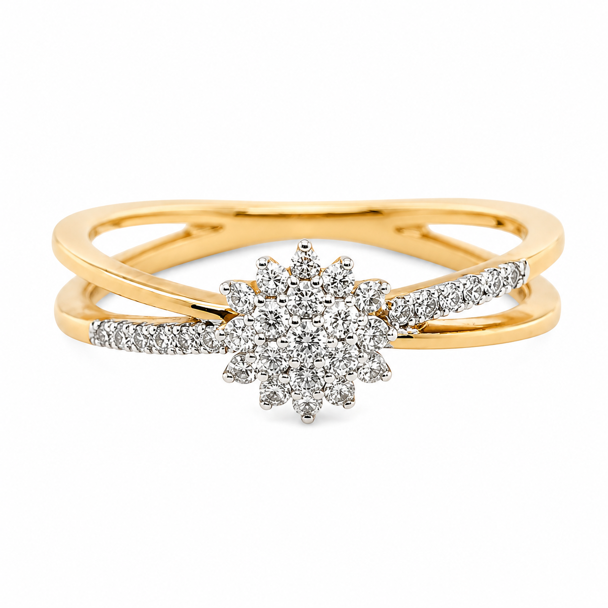 9ct Rose Gold Floral Diamond Engagement Ring 1102303