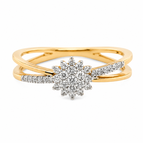 9ct Rose Gold Floral Diamond Engagement Ring 1102303