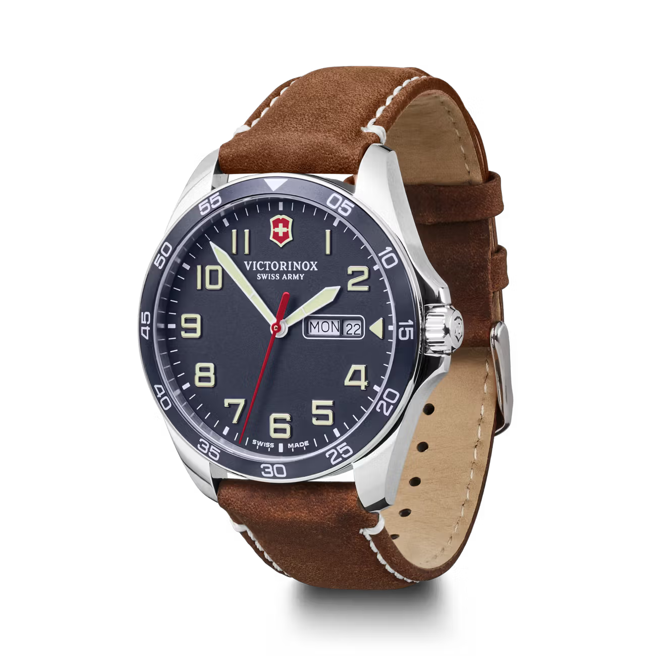 Victorinox FieldForce Day-Date Blue Dial Brown Leather Watch VIC241848