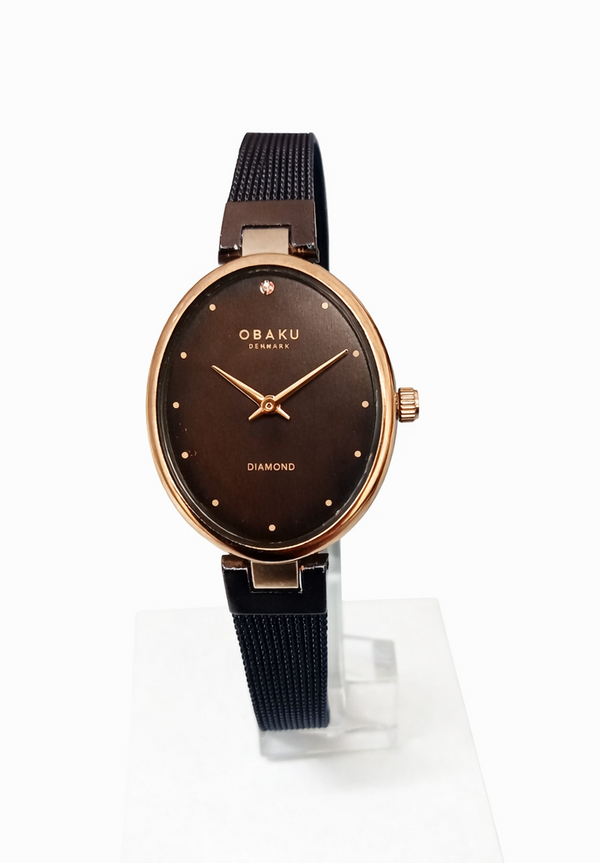 Obaku Oval Brown Dial Ladies Watch V312LXVNMN