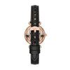 Fossil Carlie Mini Quartz Black Mother-of-Pearl Rose Gold Leather Watch (ES4700)