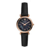 Fossil Carlie Mini Quartz Black Mother-of-Pearl Rose Gold Leather Watch (ES4700)