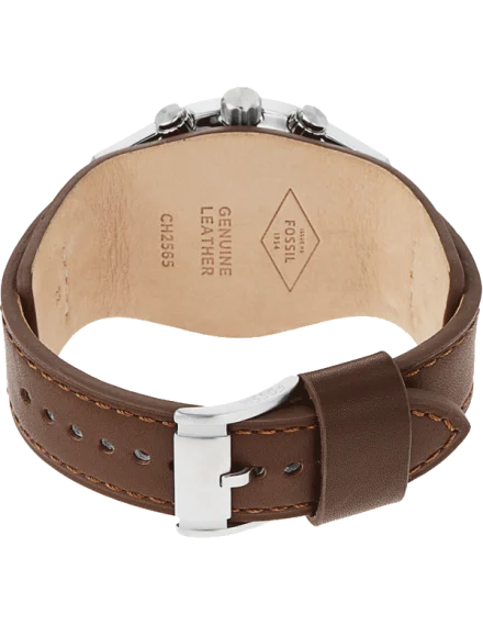 Fossil Coachman Chronograph Quartz Grey Dial Brown Leather Watch (CH2565)