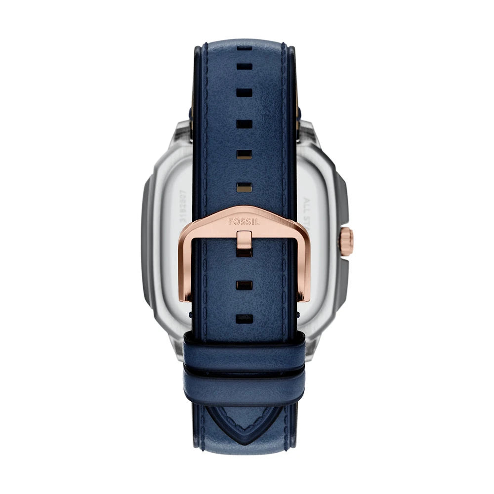 Fossil Crosby Quartz Blue Dial Rose Gold & Stainless Steel Watch (FS6149)