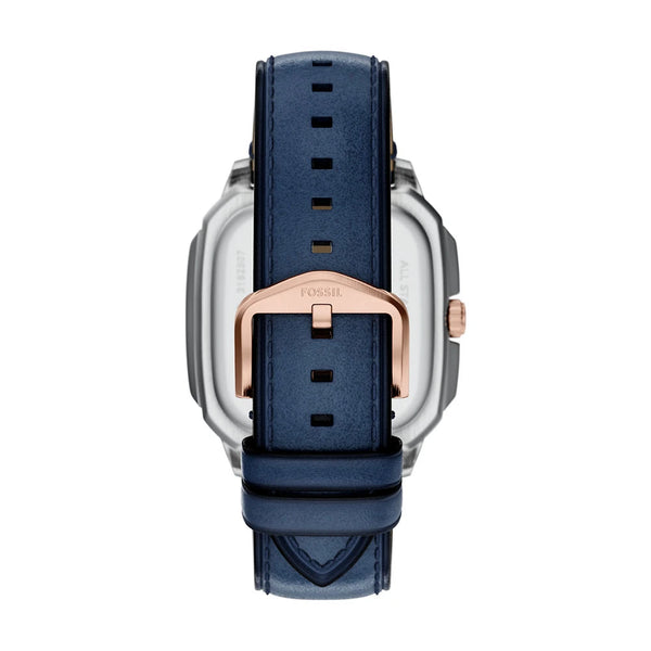 Fossil Crosby Quartz Blue Dial Rose Gold & Stainless Steel Watch (FS6149)