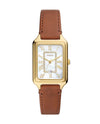 Fossil Raquel Quartz Date White Mother-of-Pearl Dial Gold-Tone Stainless Steel Rectangular Watch (ES5307)