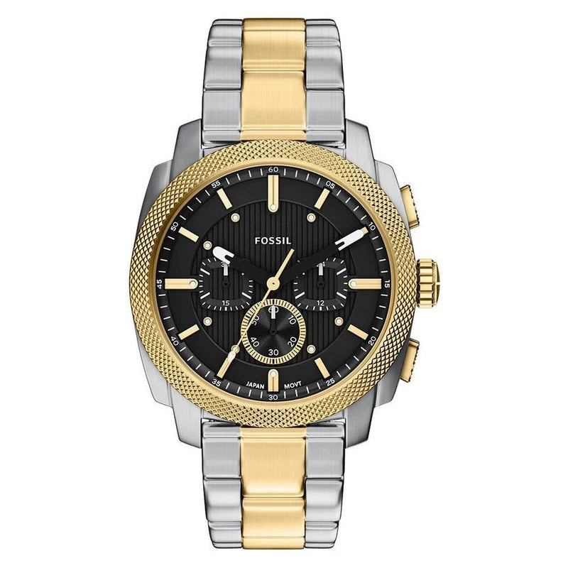 Fossil Machine Chronograph Quartz Two-Tone Black Dial Stainless Steel Watch (FS6159)