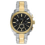 Fossil Machine FS6159 front view showing black textured dial and three sub-dials