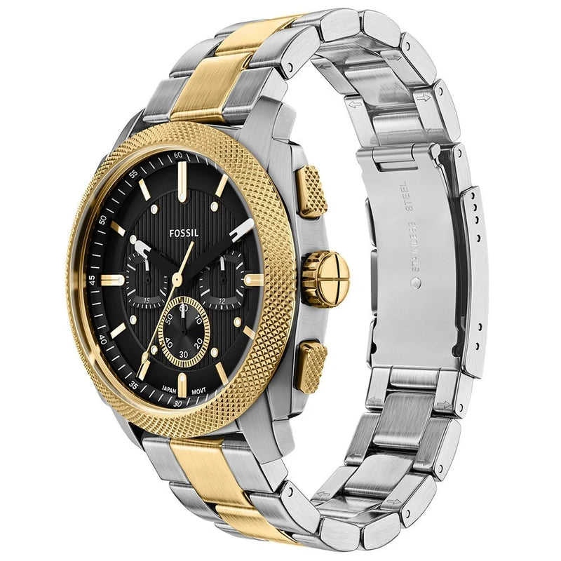 Fossil Machine Chronograph Quartz Two-Tone Black Dial Stainless Steel Watch (FS6159)