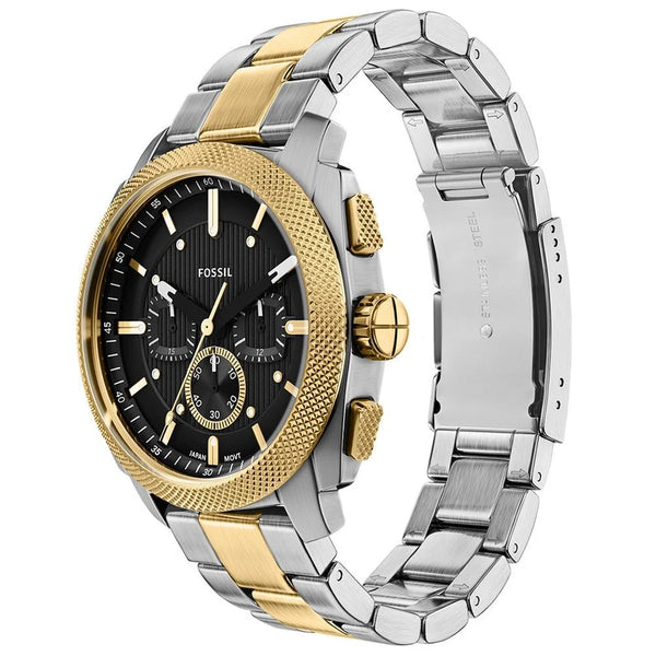 Fossil Machine Chronograph Quartz Two-Tone Black Dial Stainless Steel Watch (FS6159)
