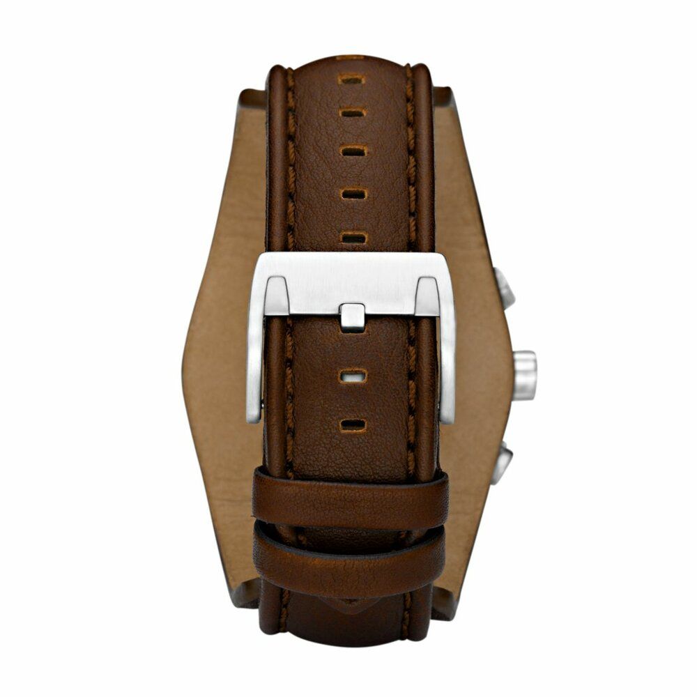 Fossil Coachman Chronograph Quartz Grey Dial Brown Leather Watch (CH2565)