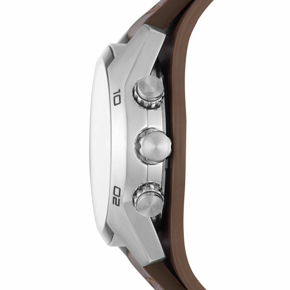 Fossil Coachman Chronograph Quartz Grey Dial Brown Leather Watch (CH2565)