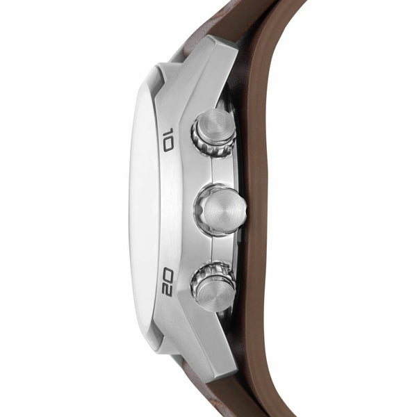 Fossil Coachman Chronograph Quartz Grey Dial Brown Leather Watch (CH2565)